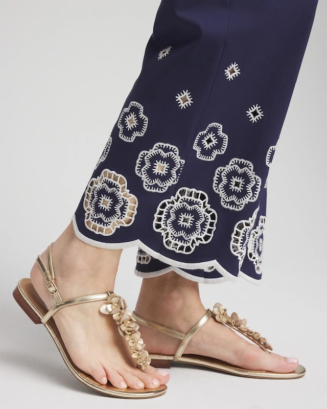 Brigitte Embroidered Wide-Leg Cropped Pants - image 4